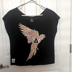 Off the shoulder cropped Bastille concert T-shirt.